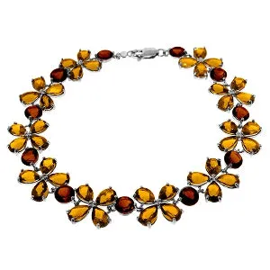 14K Solid White Gold Bracelet w/ Citrines & Garnets