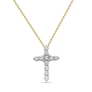 14K Yellow Gold Diamond Cross Pendant