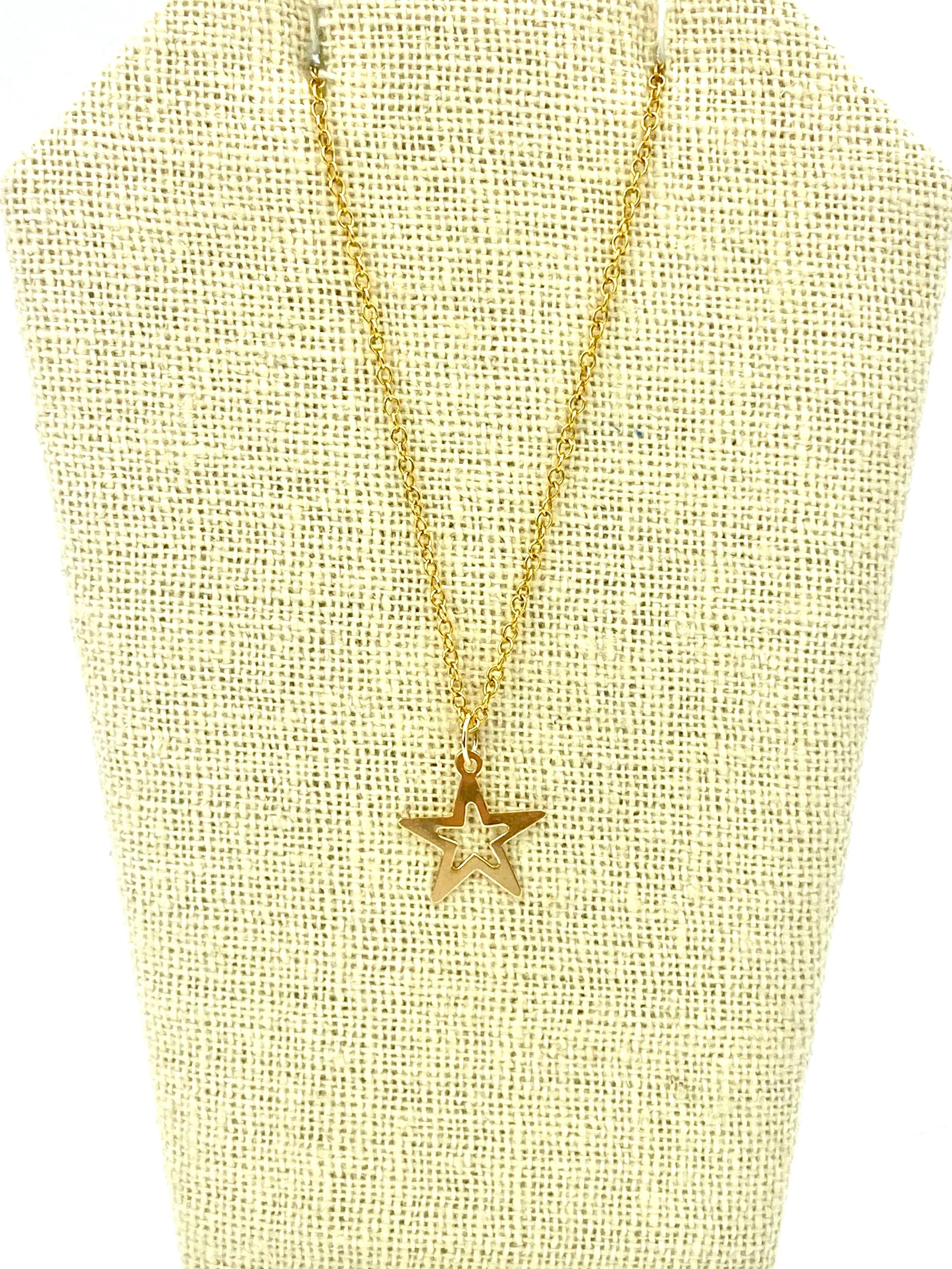 14KGF Star Cut Out Charm , Sku#1457-C