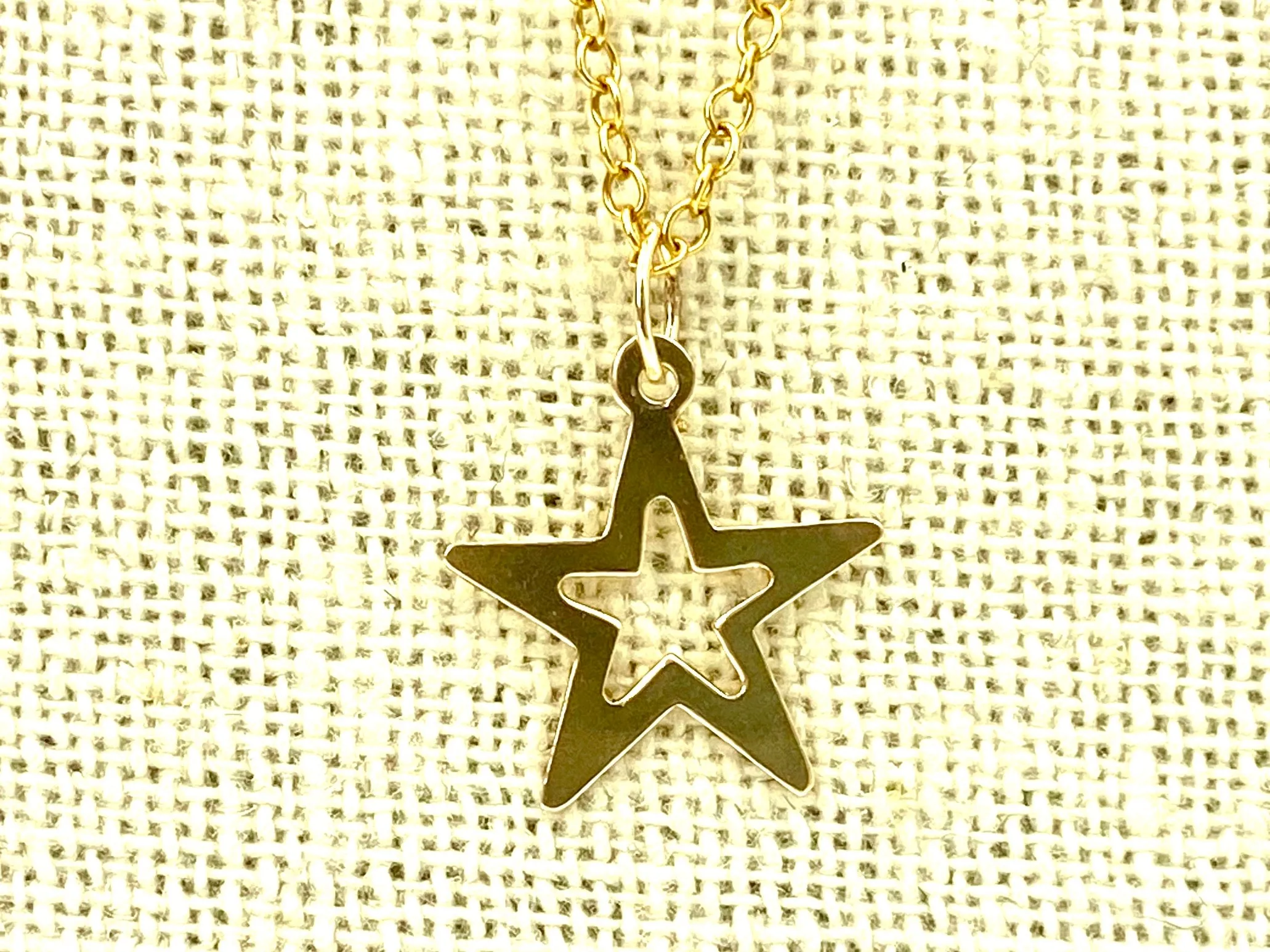 14KGF Star Cut Out Charm , Sku#1457-C