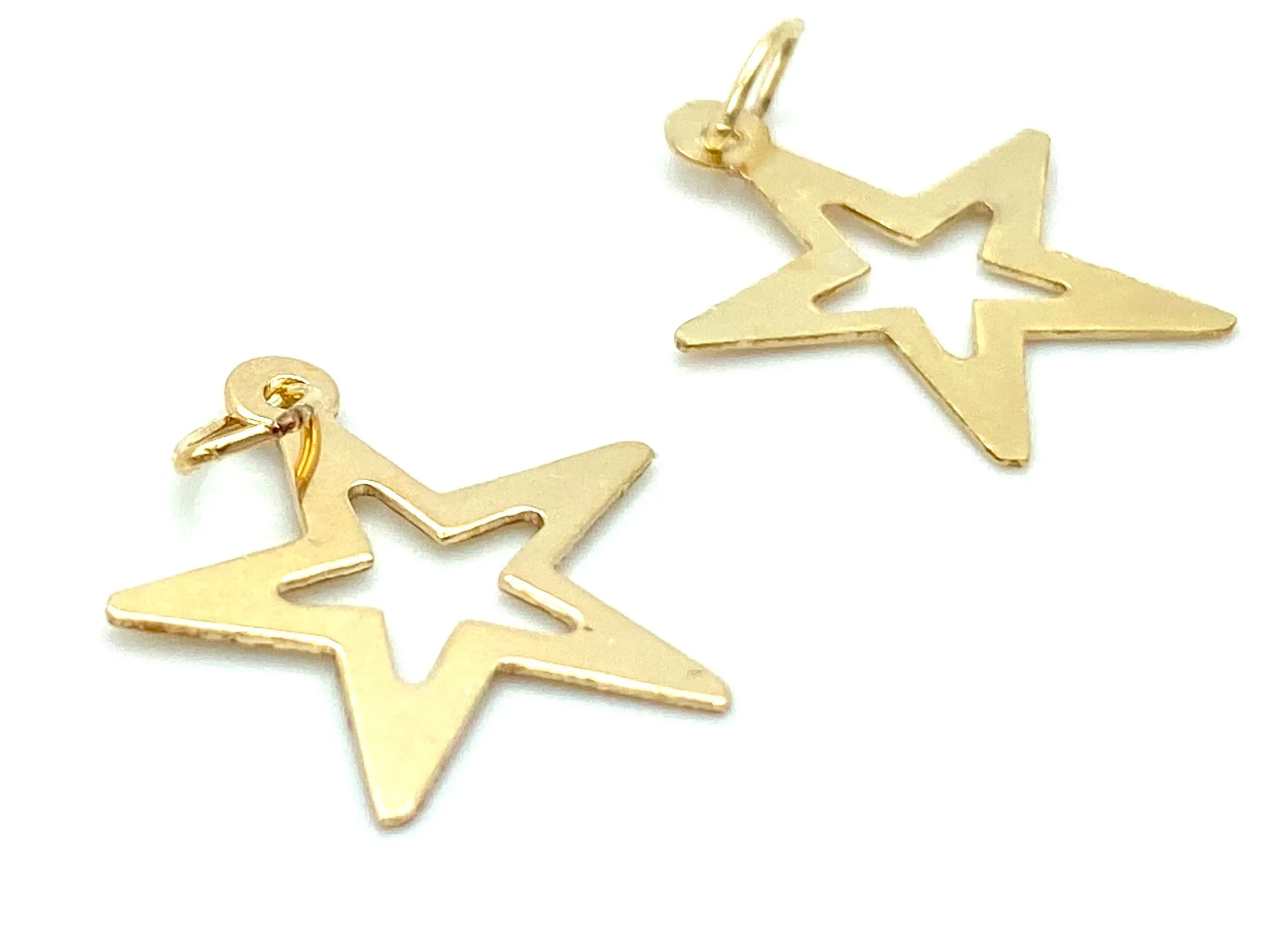 14KGF Star Cut Out Charm , Sku#1457-C