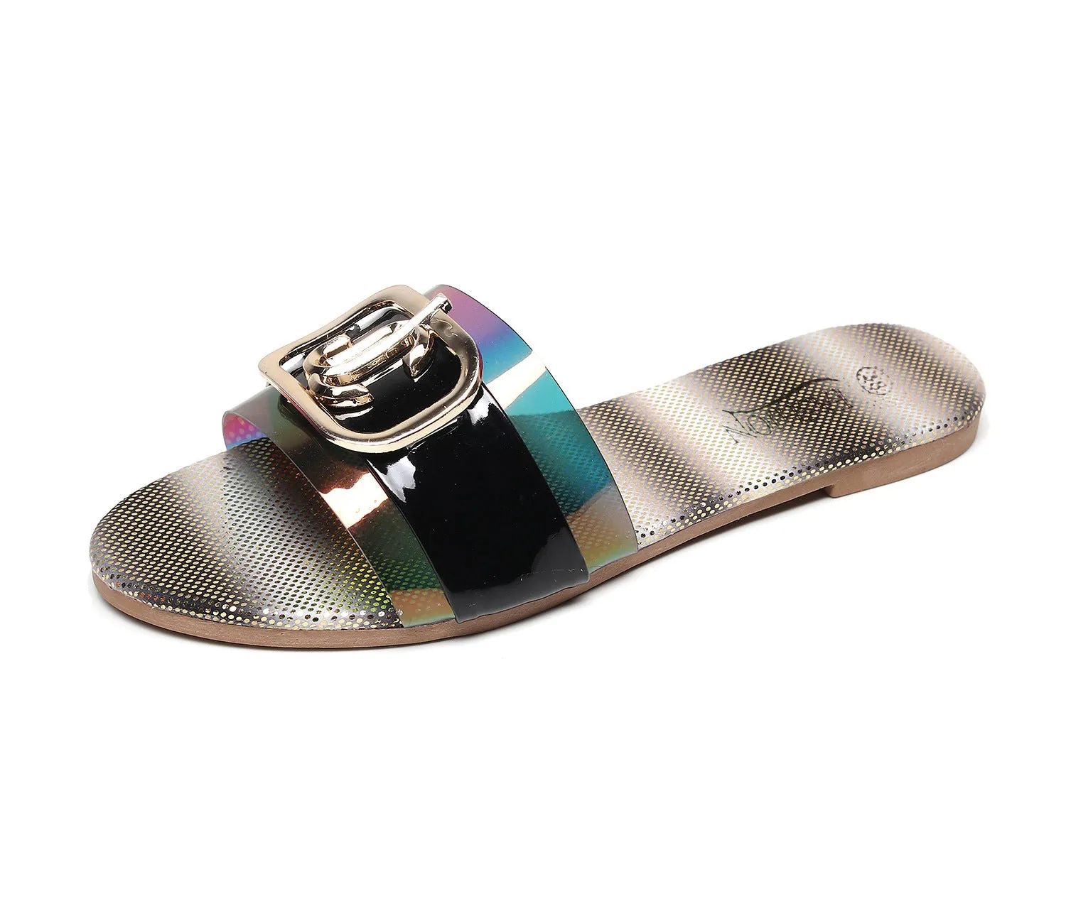 2021 Amazon Explosive Sandals Sandals Square Buckle Large Size Water Diamond European Cool Dragonfly Slipper Shoes