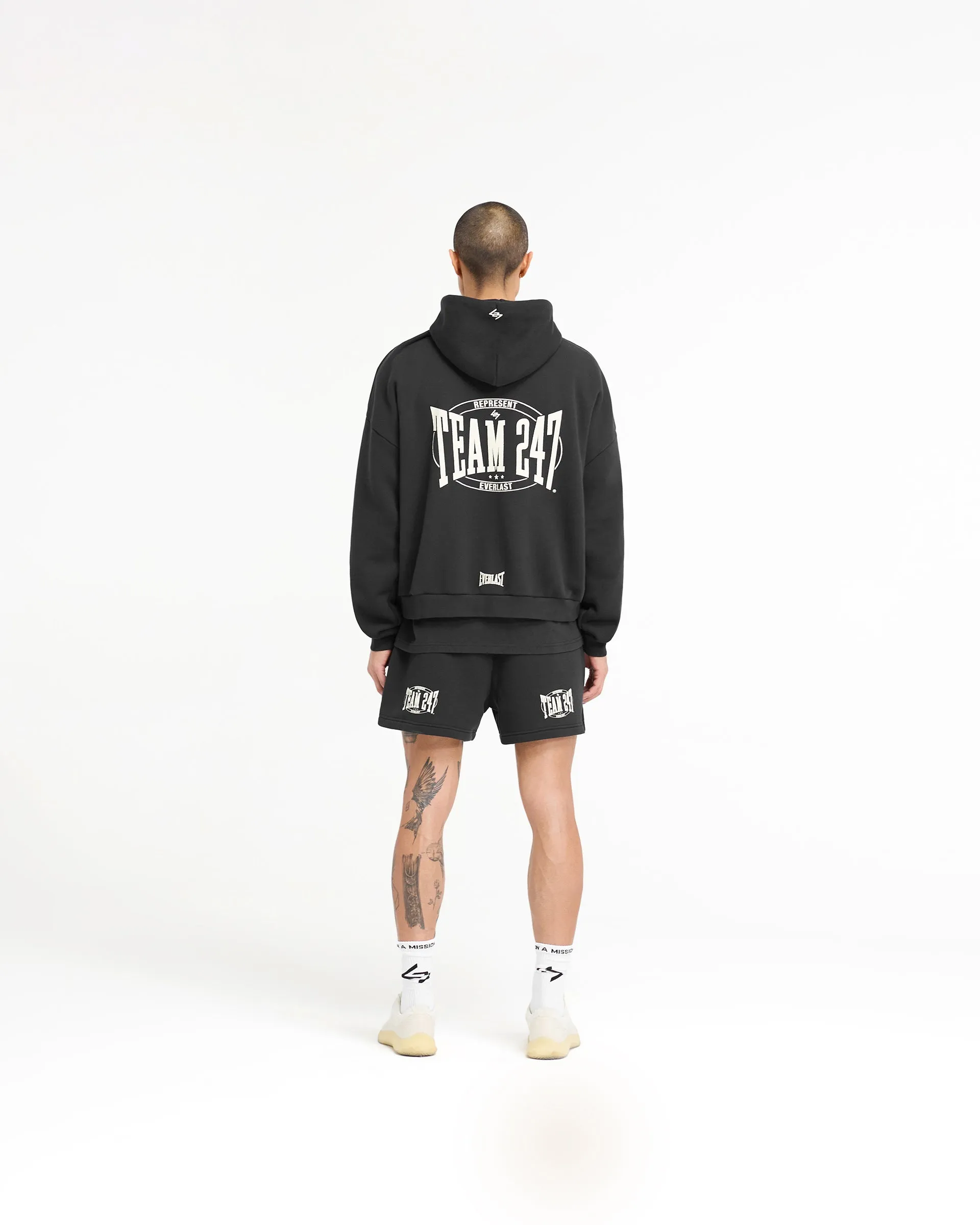 247 X Everlast Training Camp Boxy Hoodie - Off Black