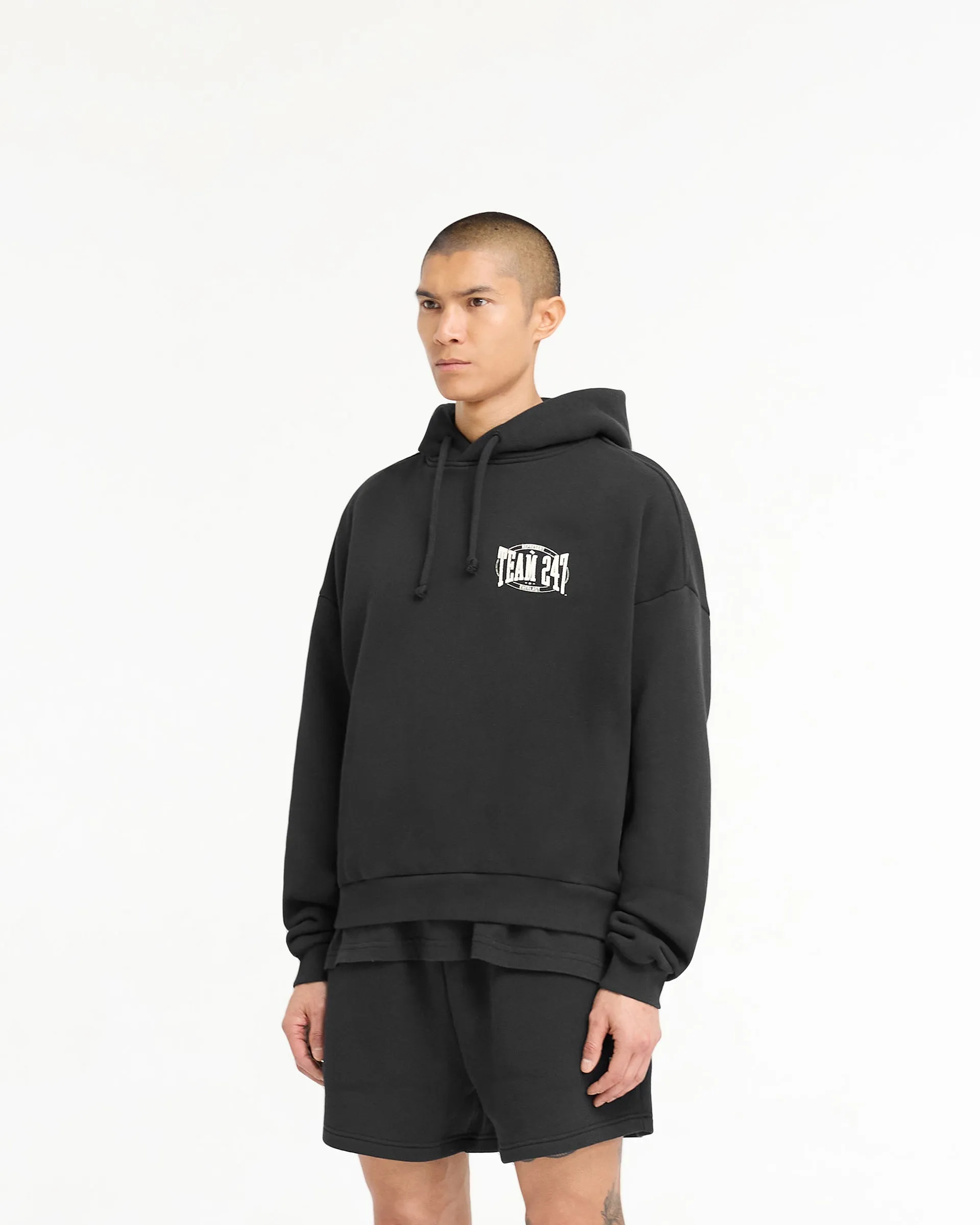 247 X Everlast Training Camp Boxy Hoodie - Off Black