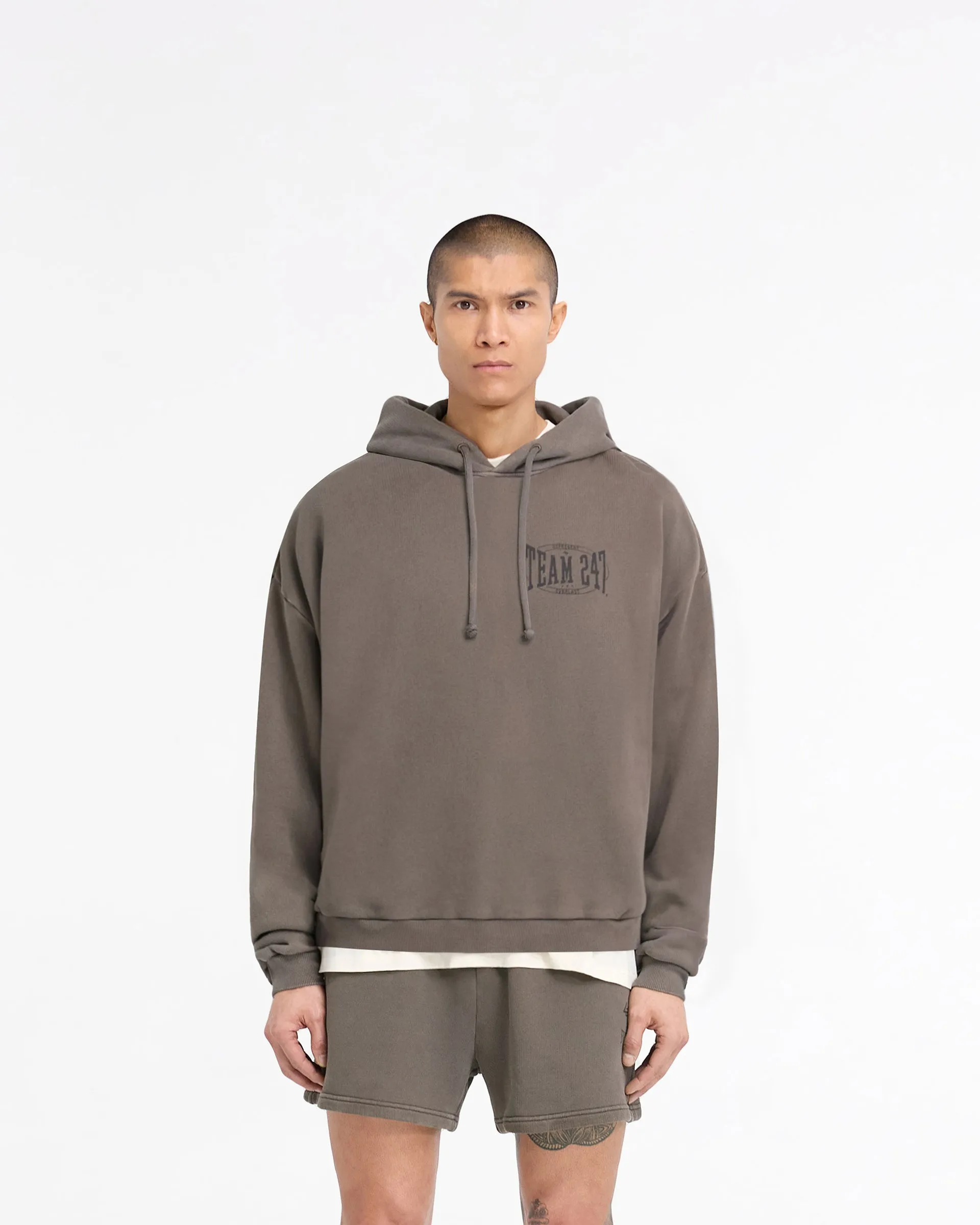 247 X Everlast Training Camp Boxy Hoodie - Washed Brown