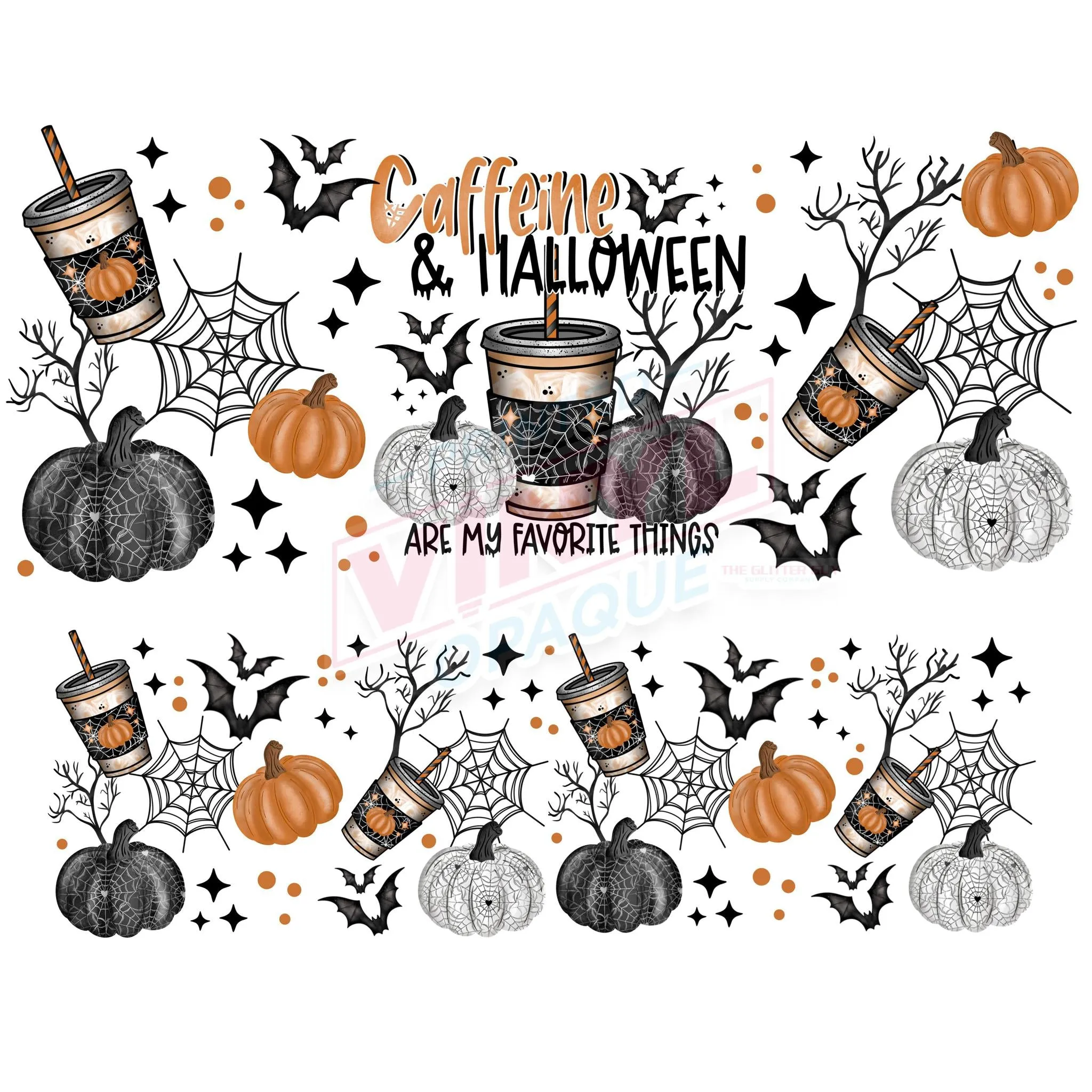 40 oz Tumbler Wrap - UVDTF Ink Transfers - Caffeine & Halloween