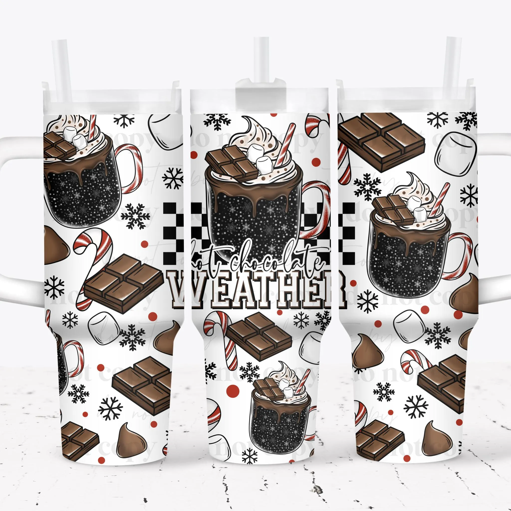 40 oz Tumbler Wrap - UVDTF Ink Transfers - Hot Chocolate Weather