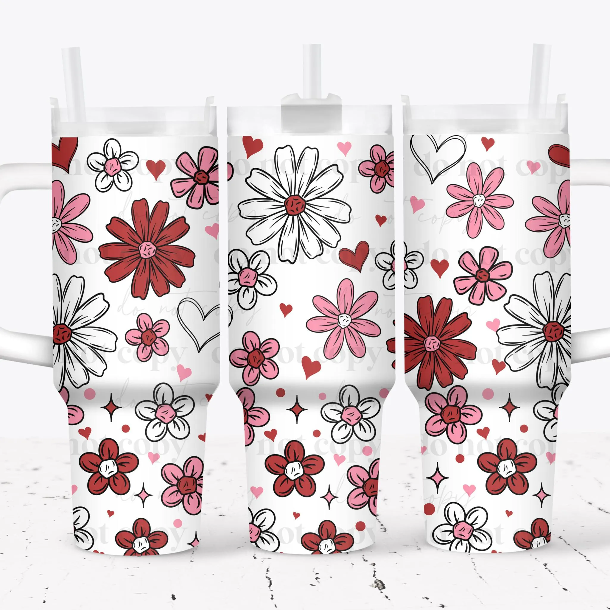 40 oz Tumbler Wrap - UVDTF Ink Transfers - Love Florals