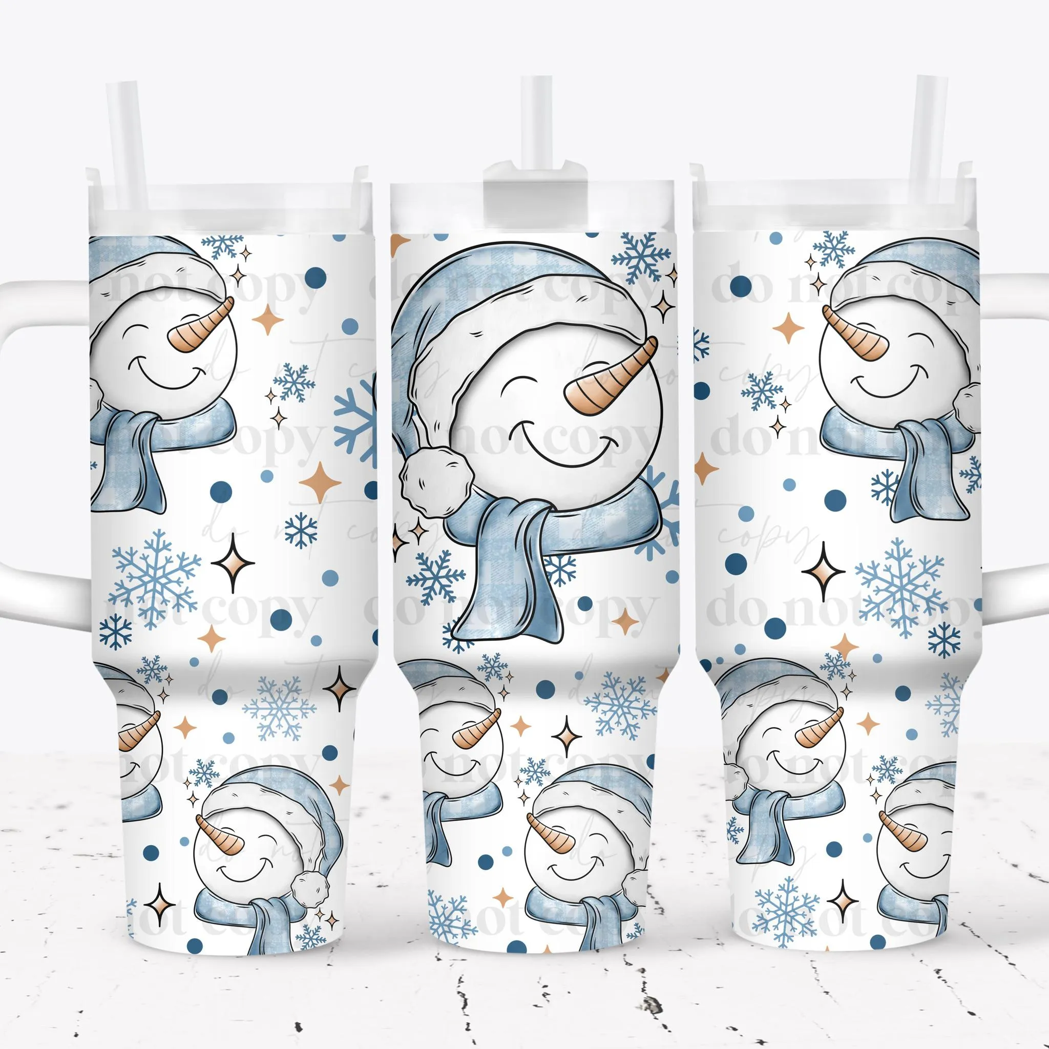 40 oz Tumbler Wrap - UVDTF Ink Transfers - Snowman Grins