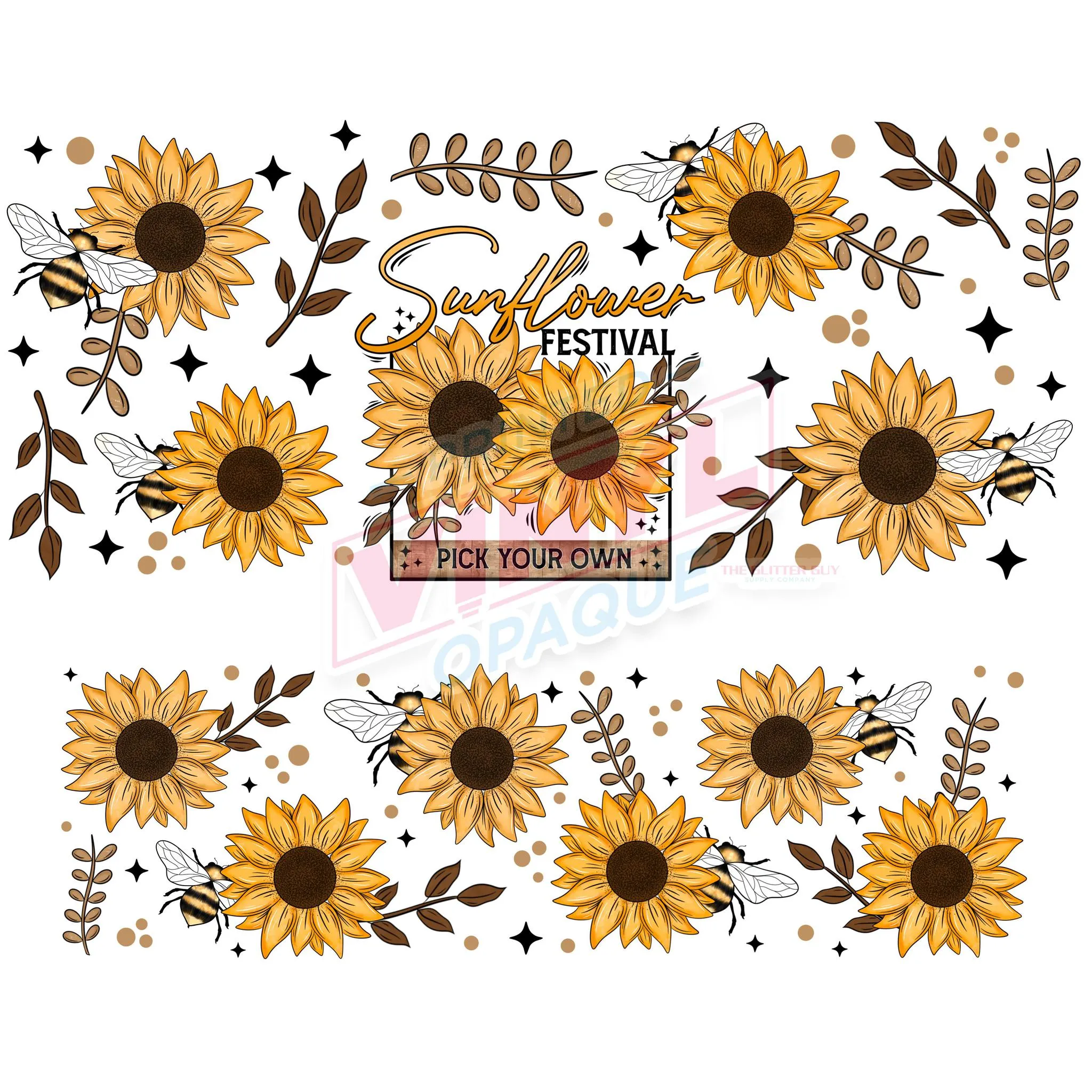 40 oz Tumbler Wrap - UVDTF Ink Transfers - Sunflower Fest