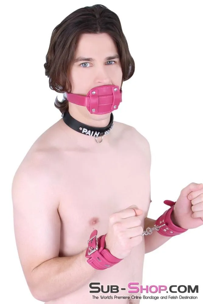 9054DL-SIS      Sissy Boi Deep Throat Sex Bomb Cross-Dressing Sissy Pink Locking 4" Long Rubber Penis Gag