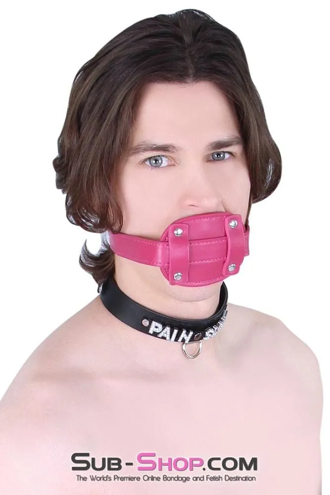 9054DL-SIS      Sissy Boi Deep Throat Sex Bomb Cross-Dressing Sissy Pink Locking 4" Long Rubber Penis Gag