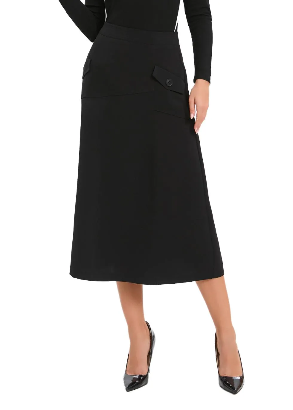 A-Line fully lined Midi Skirt with Pockets