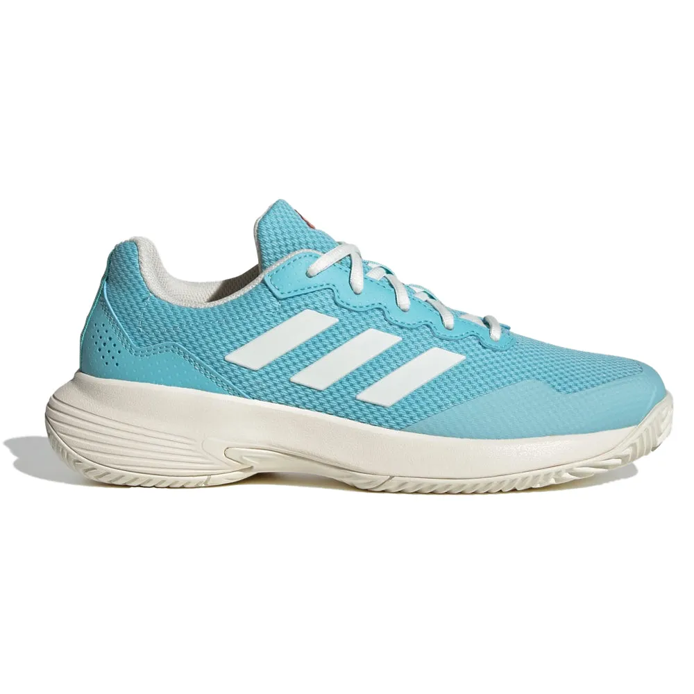 adidas GameCourt 2 All Court Tennis Shoes (Ladies) - Light Aqua/Off White/Bright Red