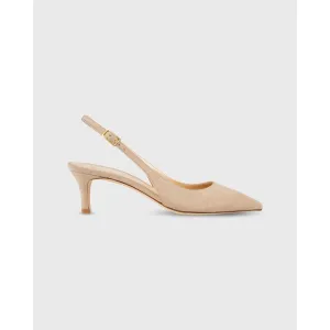 Ann Mashburn Kitten Heel Slingback Pebble Suede