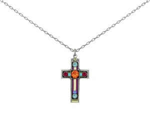 Architectural Cross Necklace - Multi Color