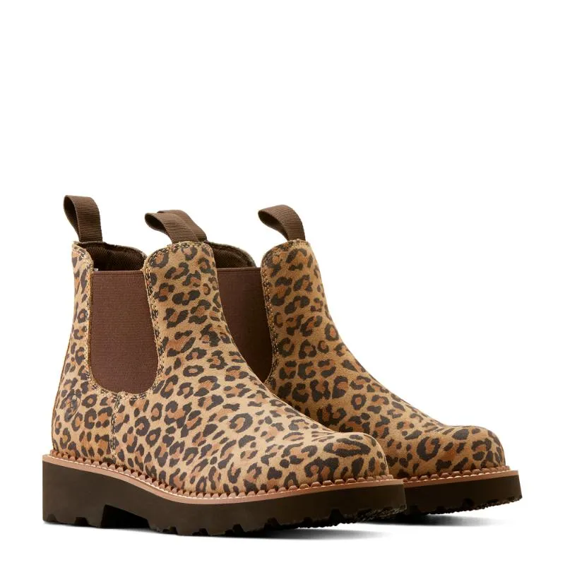 Ariat Fatbaby Twin Gore Ladies Chelsea Boot - Cheetah/Choc