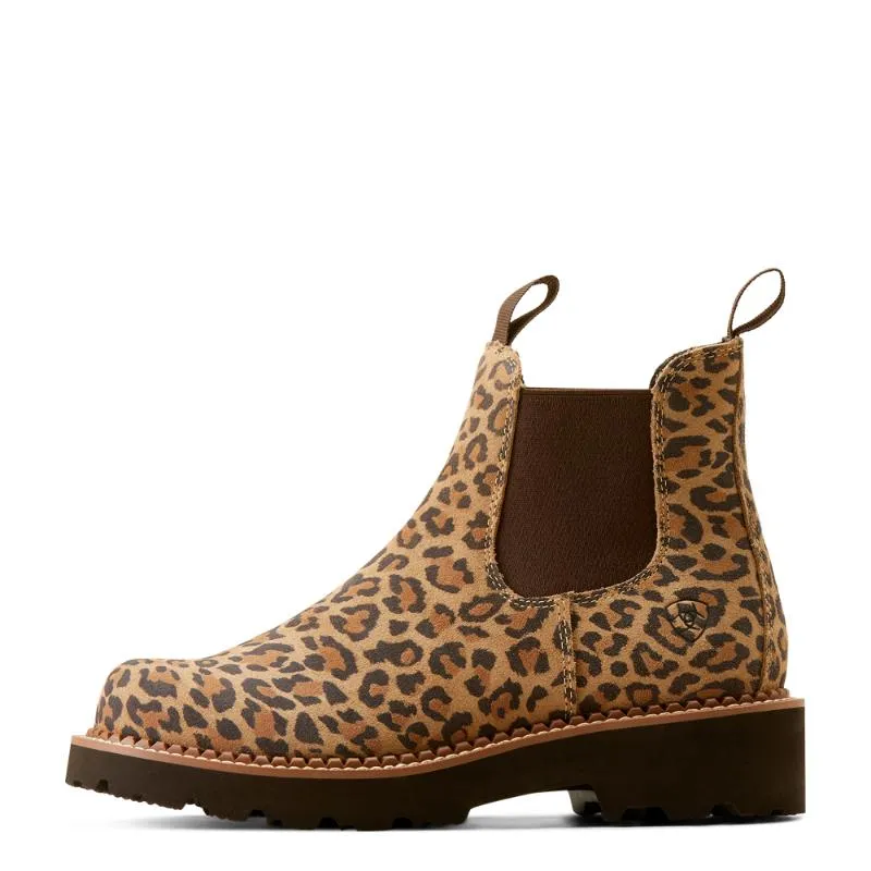 Ariat Fatbaby Twin Gore Ladies Chelsea Boot - Cheetah/Choc