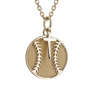 Baseball Necklace With Dangle Cross | Gold | Ready To Ship