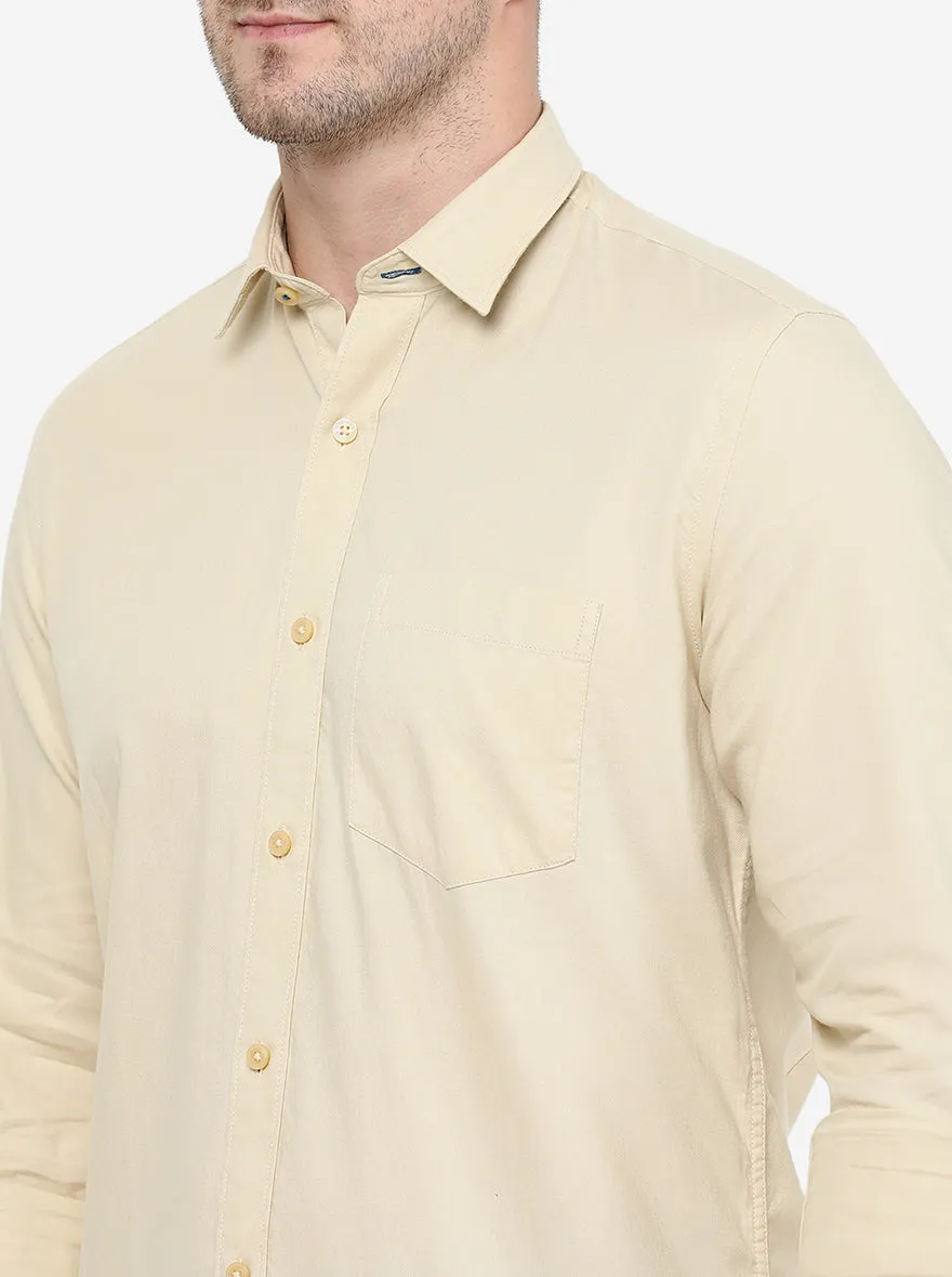 Beige Solid Smart Fit Casual Shirt | Greenfibre