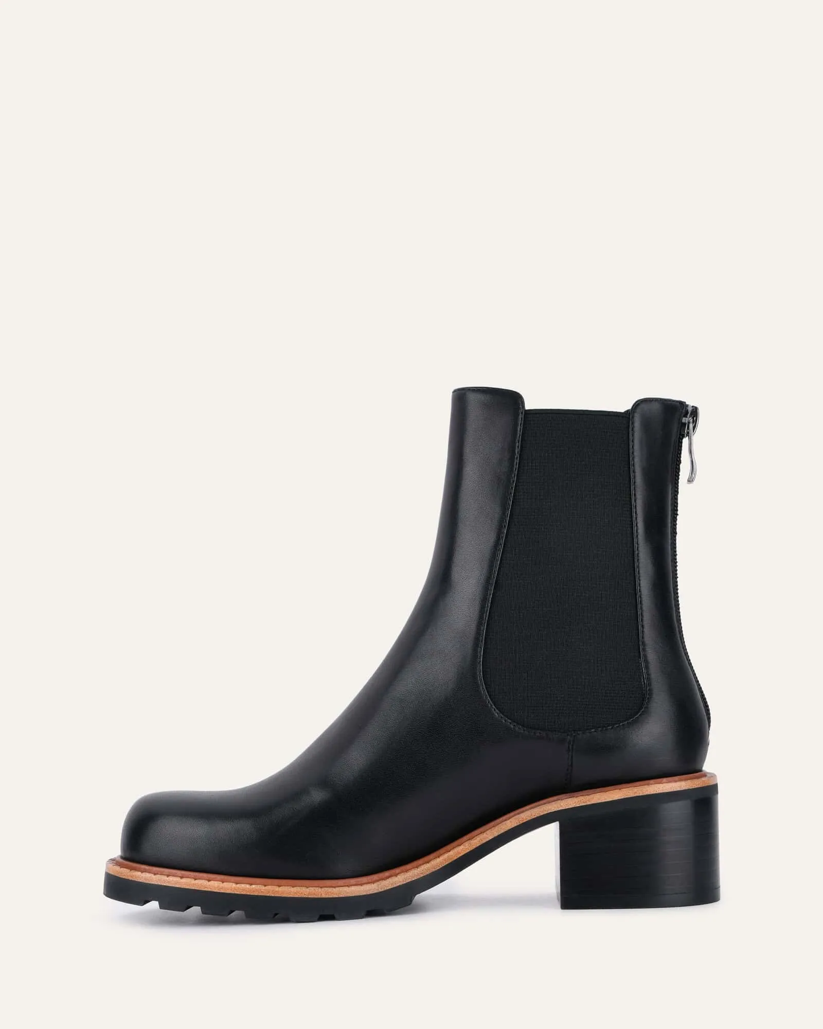 BEVERLEY MID ANKLE BOOTS BLACK LEATHER