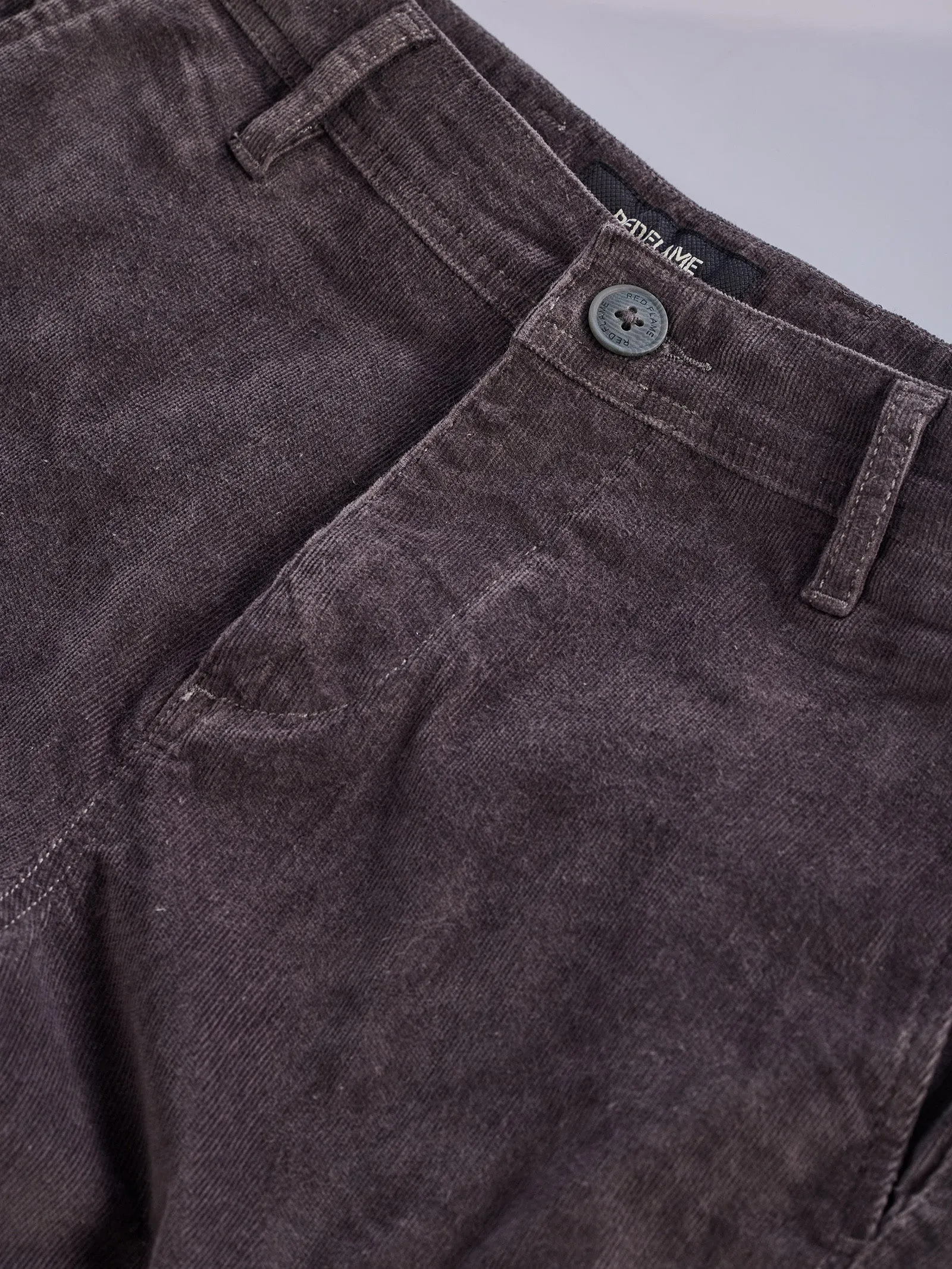 Black Relaxed Fit Corduroy Stretch Trouser