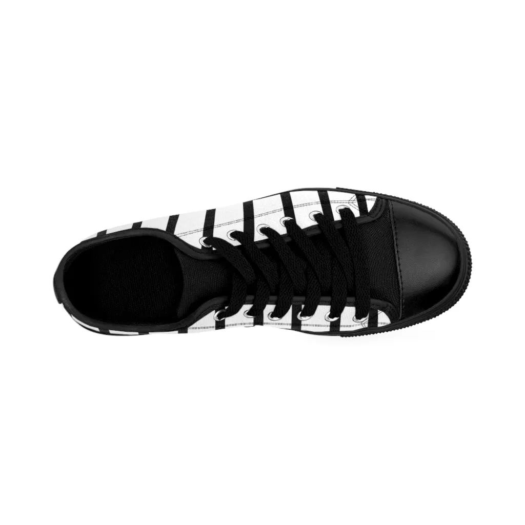 Black White Print Men's Sneakers, Modern Minimalist Best Designer Low Top Sneakers For Men