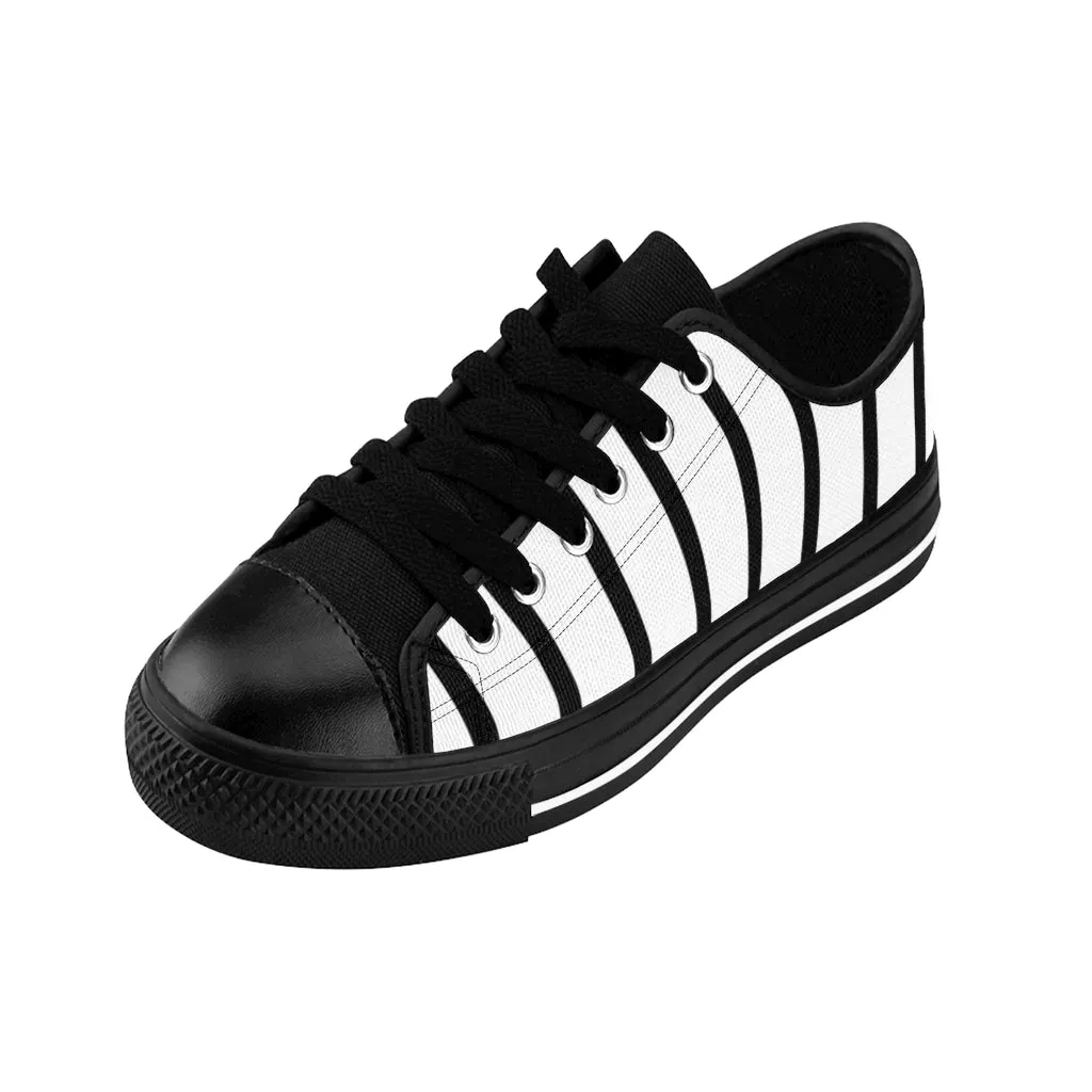 Black White Print Men's Sneakers, Modern Minimalist Best Designer Low Top Sneakers For Men