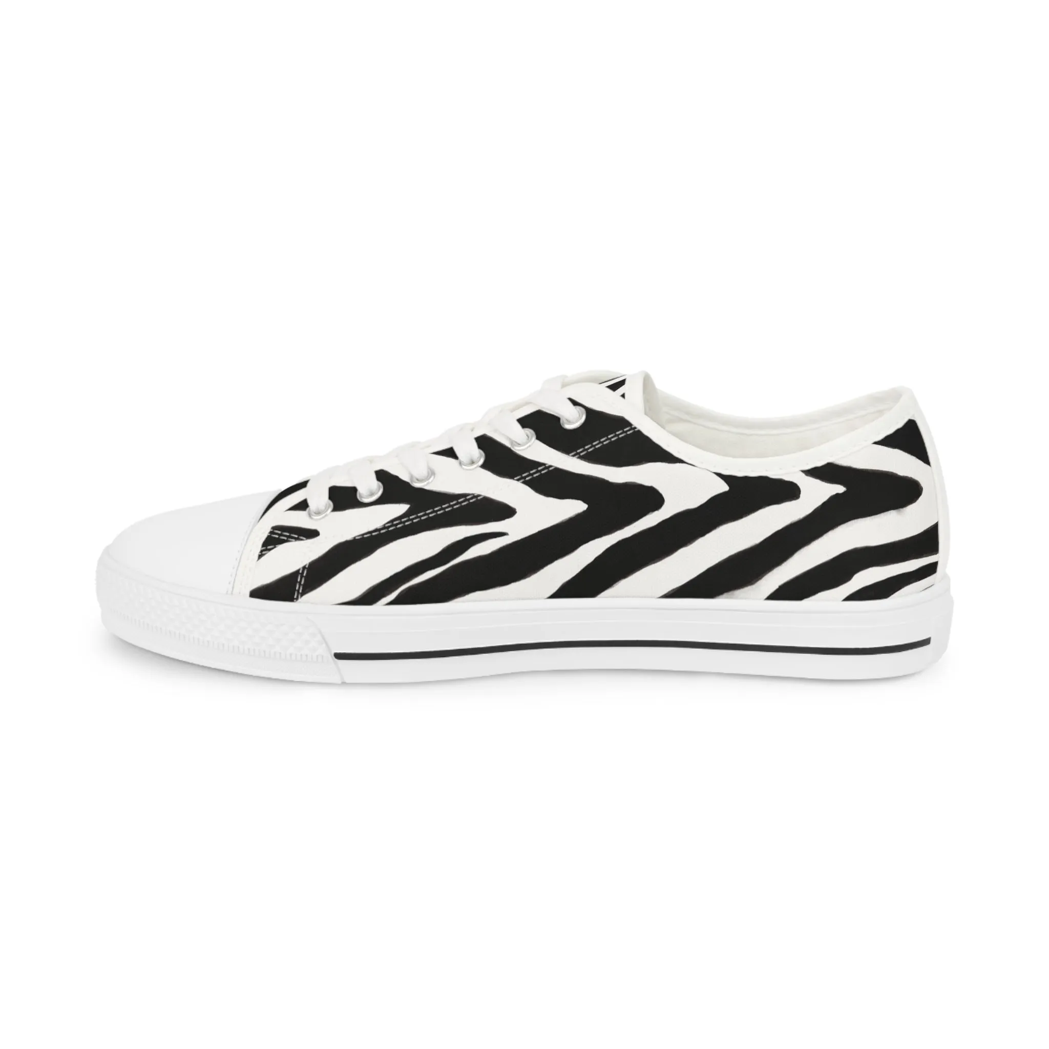 Black Zebra Print Men's Sneakers, Best Low Tops, Best Designer Men's Low Top Sneakers (US Size: 5-14)