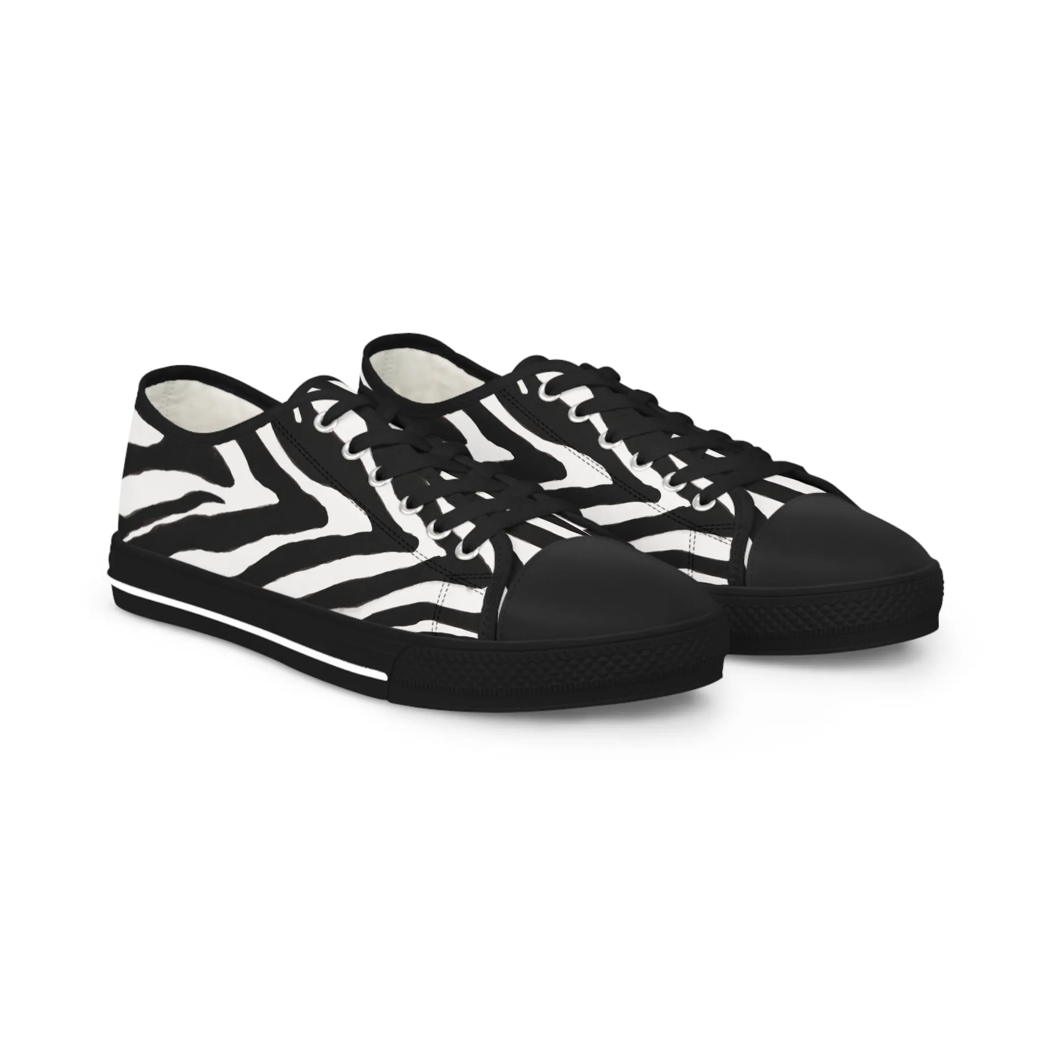 Black Zebra Print Men's Sneakers, Best Low Tops, Best Designer Men's Low Top Sneakers (US Size: 5-14)