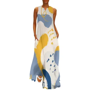 Blue Yellow Long Dress