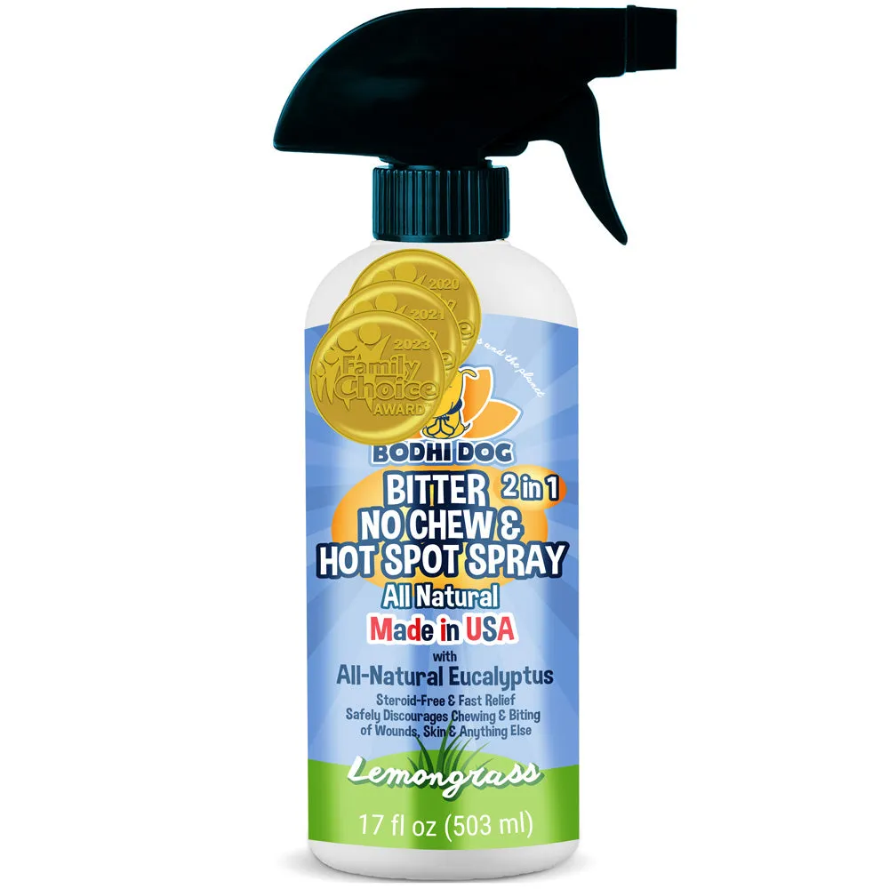 Bodhi Dog New Bitter 2 in 1 No Chew & Hot Spot Spray | Natural Anti-Chew Remedy Better Than Bitter Apple | Safe on Skin, Wounds and Most Surfaces | Made in USA