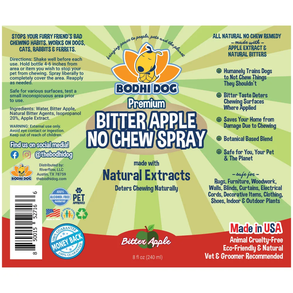 Bodhi Dog Premium Bitter Apple No Chew Spray | Natural Training Aid | Bitter Apple Chewing Spray for Dogs & Puppies | Deter Dogs from Chewing & Biting | Made in USA