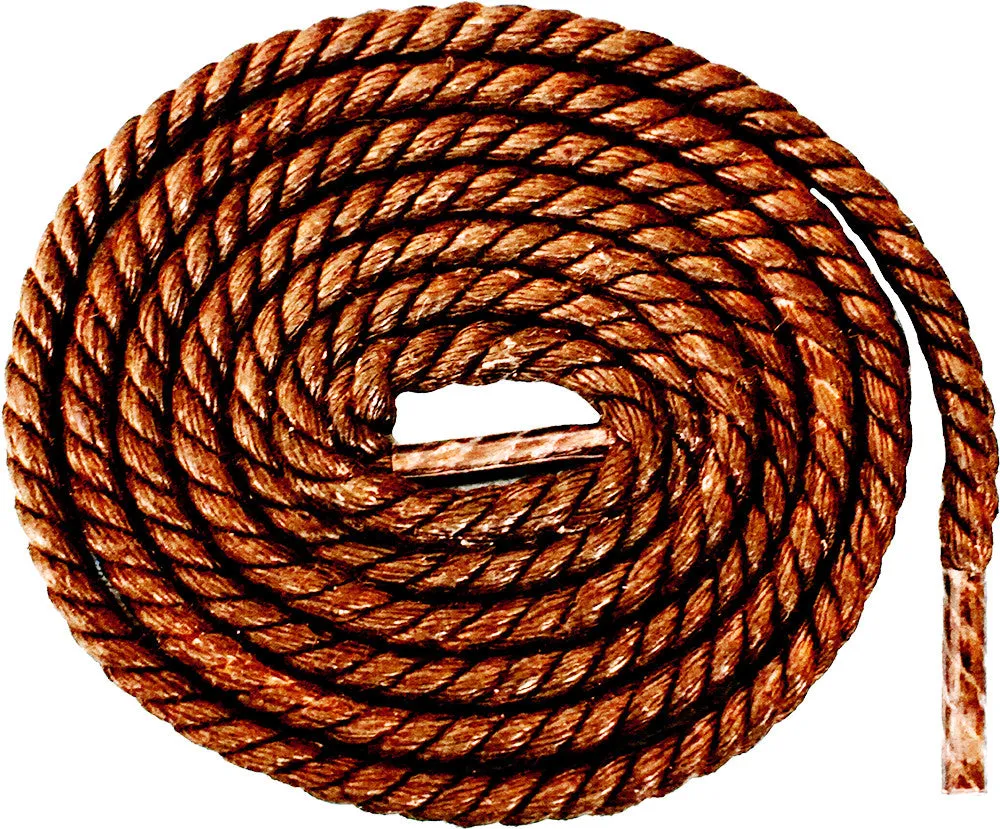 [British Tan] - Round Waxed Braided Hemp Rope Style Shoelaces