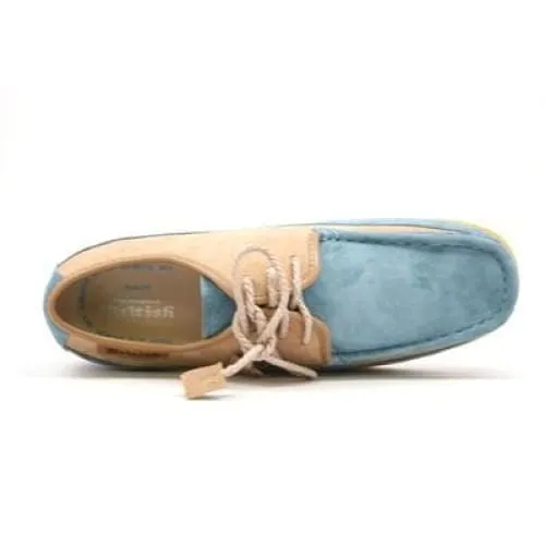 British Walkers Crown Men's Powder Blue and Beige Suede Crepe Sole Low Top Shoes