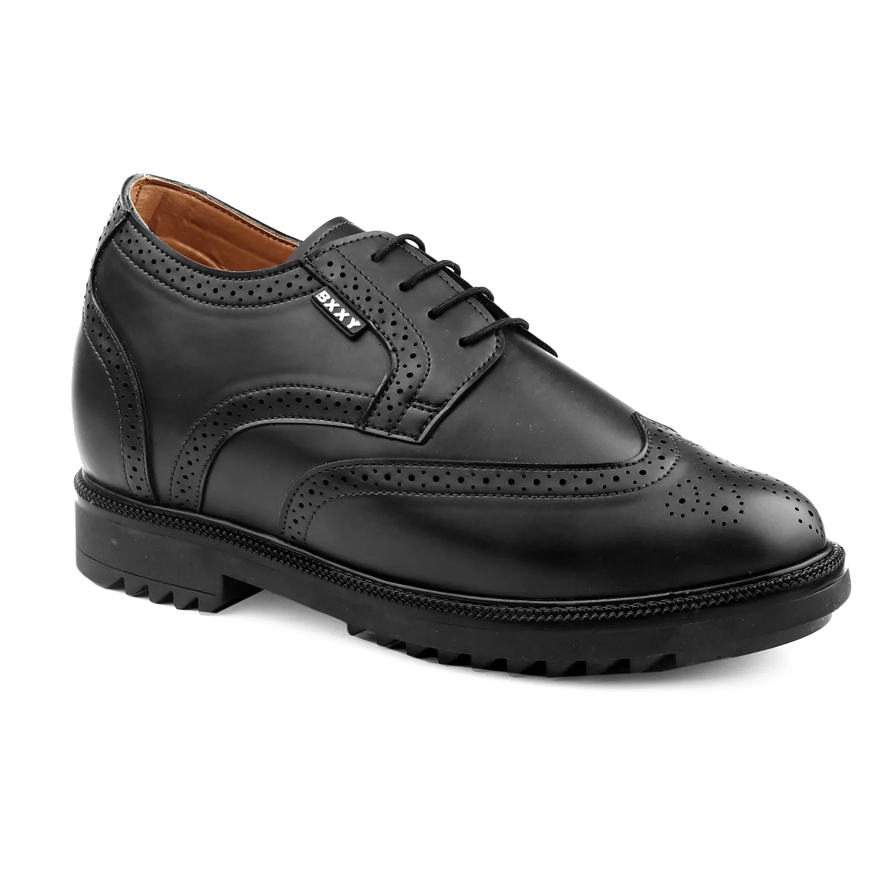 Bxxy Men's 3.5 inch Hidden Height Increasing Faux Leather Formal Brogue Lace-up Shoes