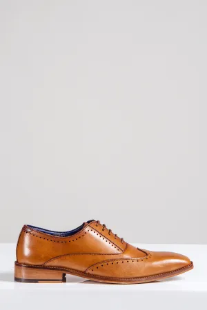 CARSON - Mid Tan Wingtip Oxford Brogue Shoe