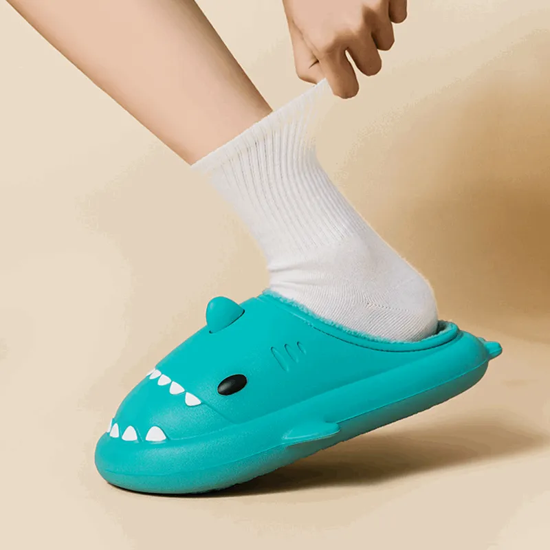 Cartoon Shark Shoes Home Slippers EVA Lovers Slippers Winter Soft Bottom Waterproof Shoes