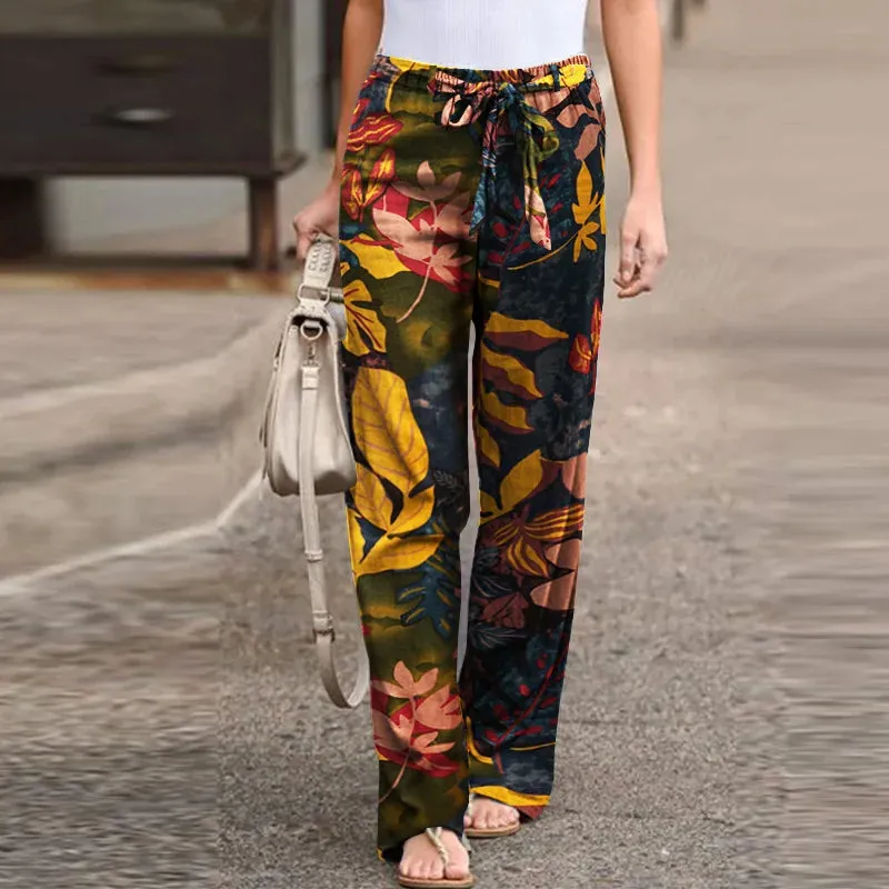 Casual Flower Print Pants