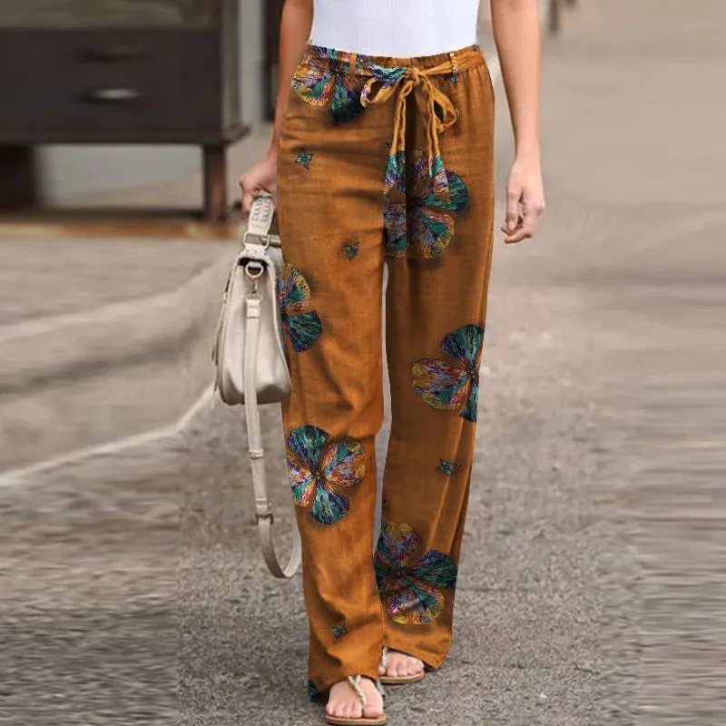 Casual Flower Print Pants