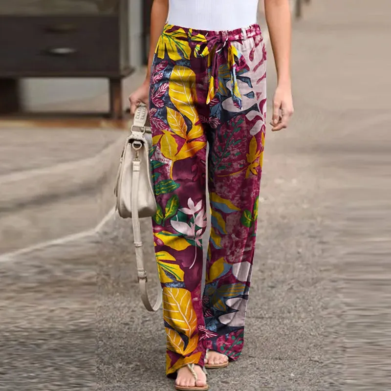 Casual Flower Print Pants