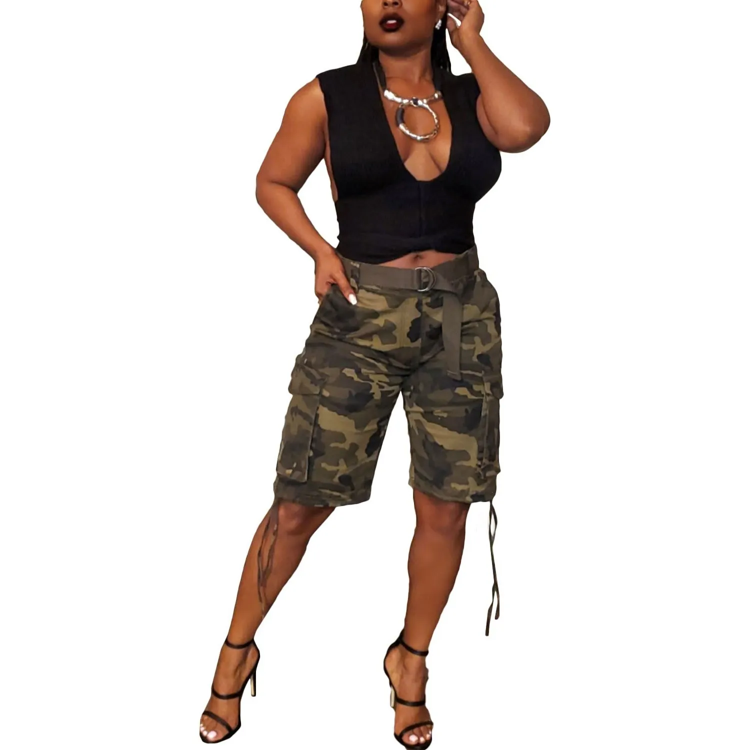 Chic Camo Cargo Shorts