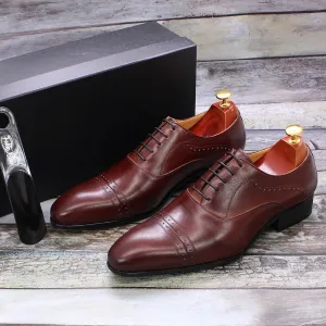 Classic Solid Cap-Toe Style Oxford Shoes