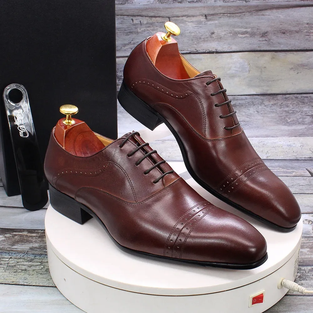 Classic Solid Cap-Toe Style Oxford Shoes