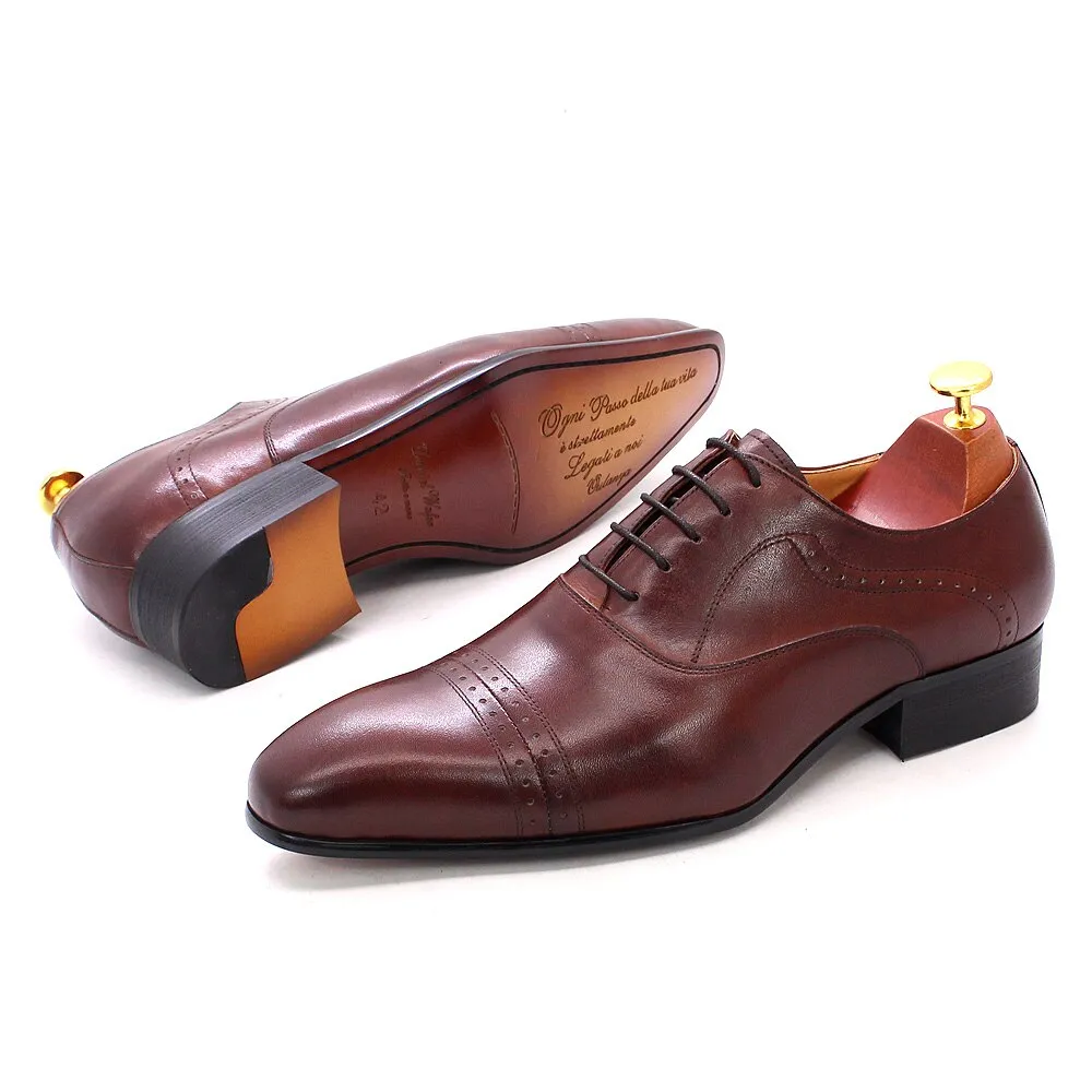 Classic Solid Cap-Toe Style Oxford Shoes