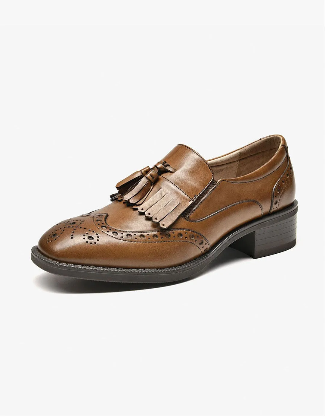 [Clearance] Genuine Leather Tassels British Brogue Oxfords Women (40)