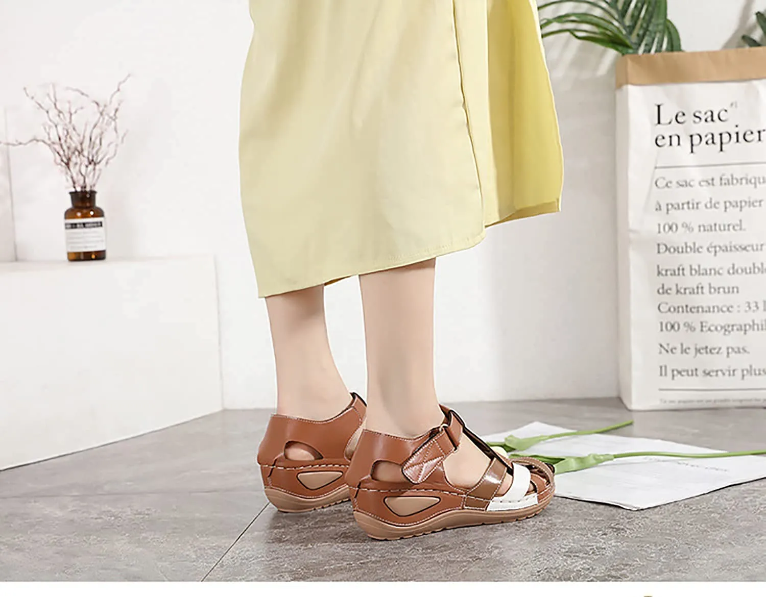 Closed Toe Sandals for Women Wedged ankle Strap Casual Sandals