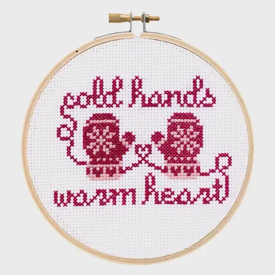 Cold Hands Warm Heart Mittens Counted Cross Stitch Kit