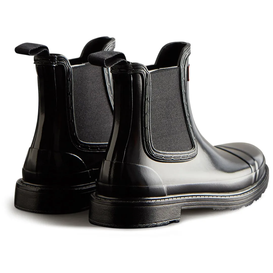 Commando Gloss Chelsea Boots - Black by Hunter