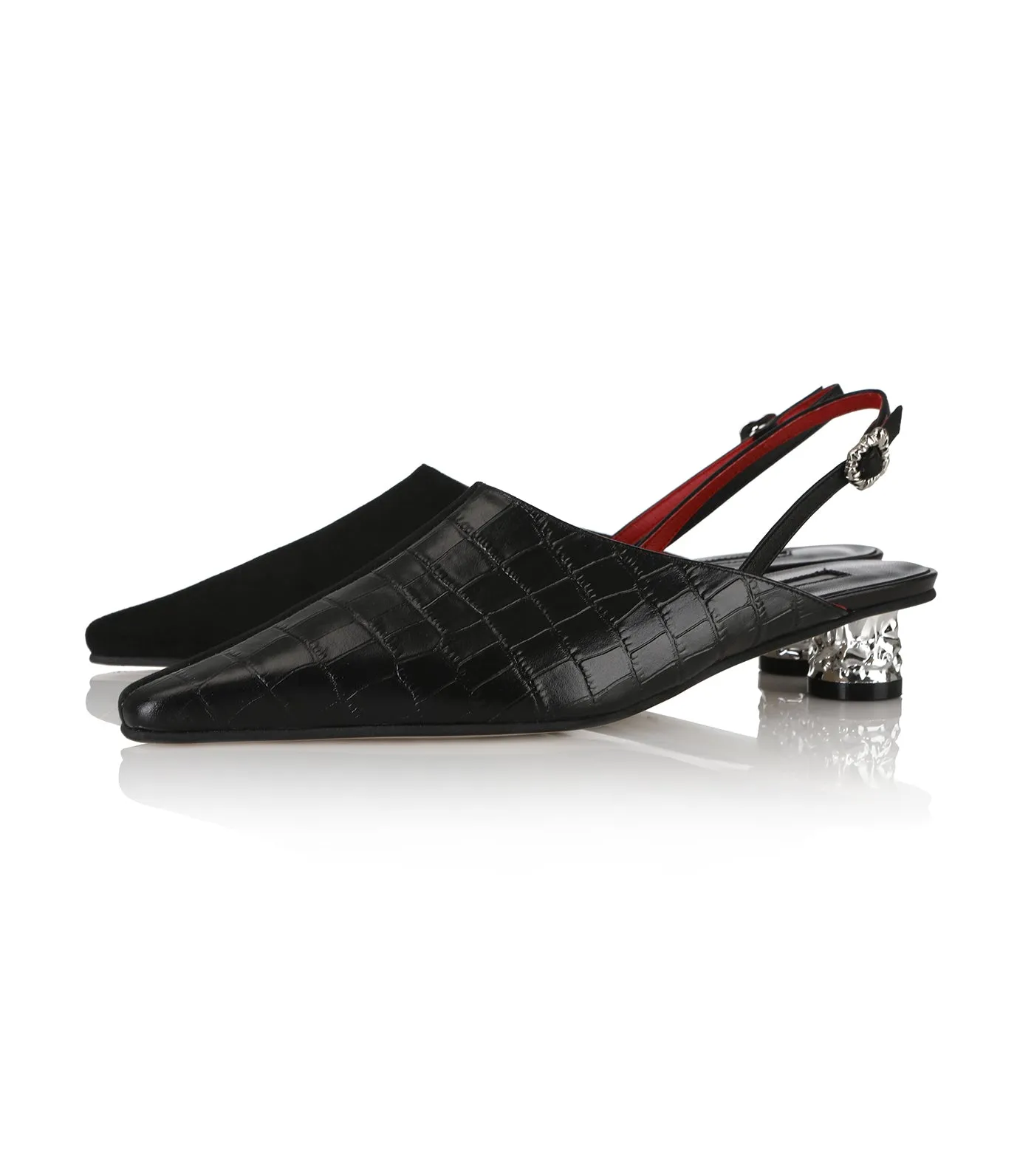 Corn Croc Sandal Black